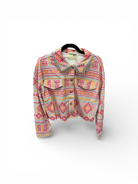 Aztec Corduroy Jacket pink/orange