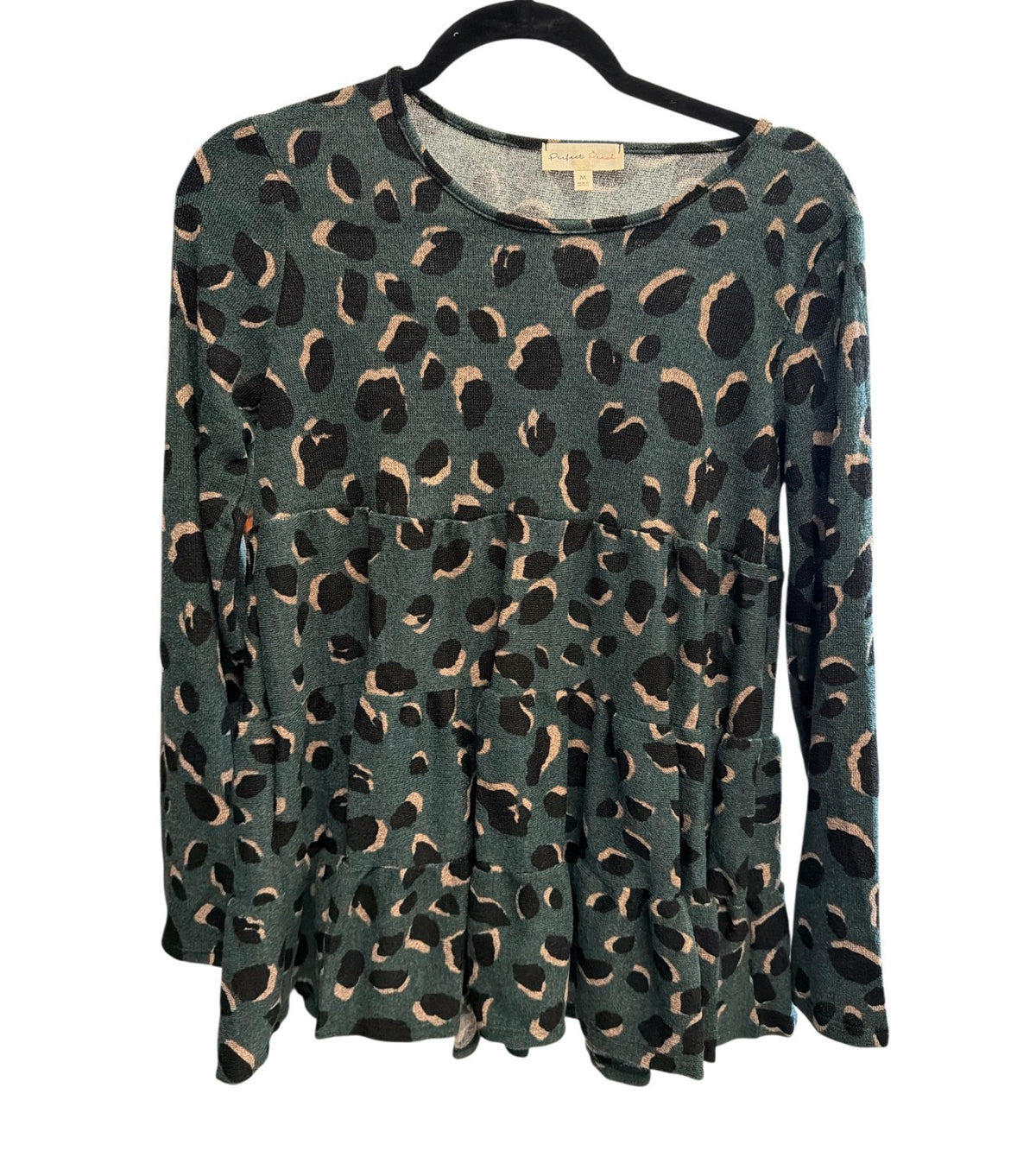 Teal Leopard Babydoll Top
