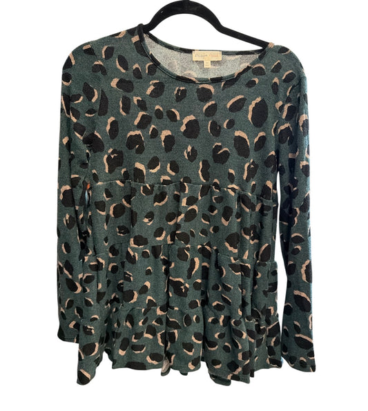 Teal Leopard Babydoll Top