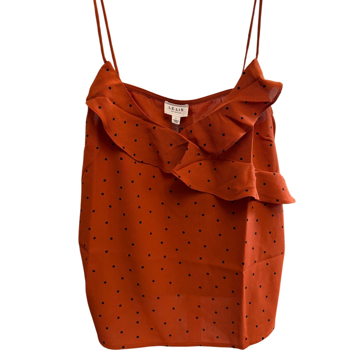Rust Black Polkadot Top