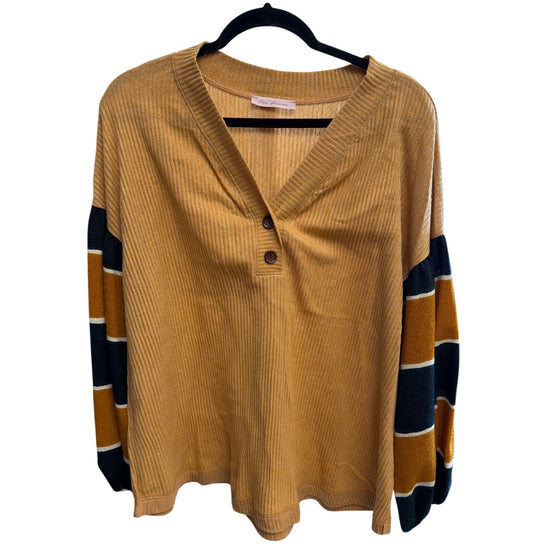 Fleece Bubble Sleeve Stripe Top