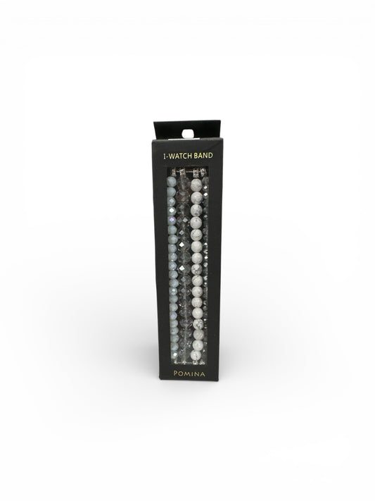 White Gray Sliver Beaded Watch Band 38mm