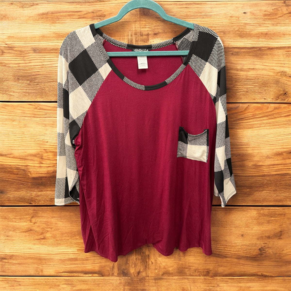 Wine Black & White Sleeve Top