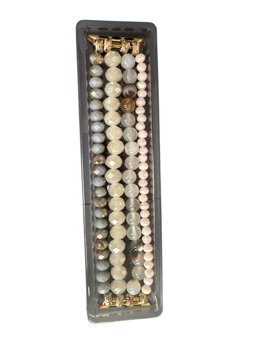 Grey-Peach Beaded Watchband