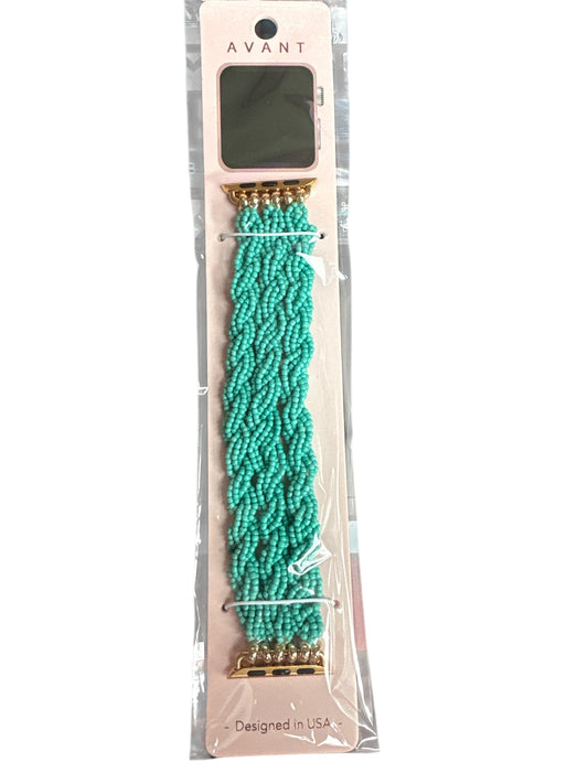 Teal Twisted Beaded Watchband