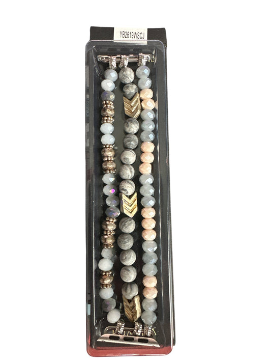 Gray/White Beaded Watchband 38mm