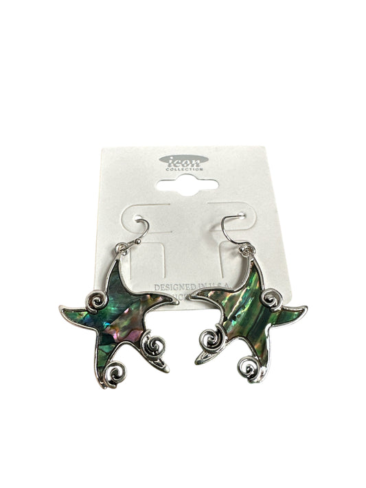 Abalone Metal Star Fish Earrings