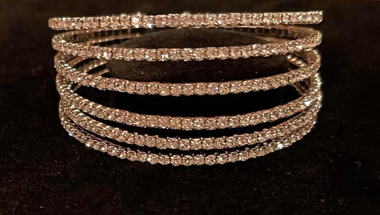 Silver Rhinestone Cuff Bracelet
