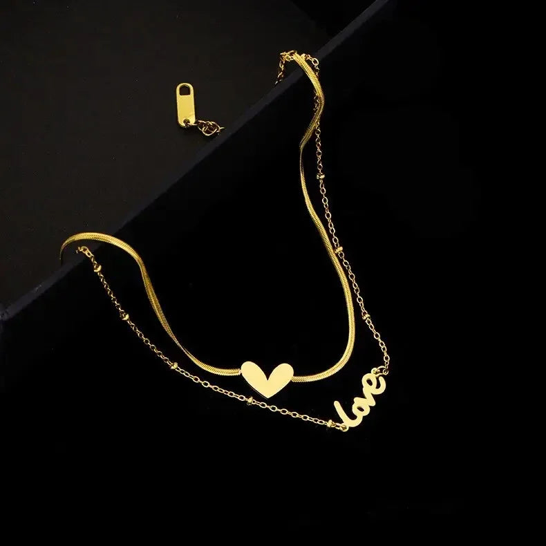Gold Layered Heart Anklet in Stainless Steel