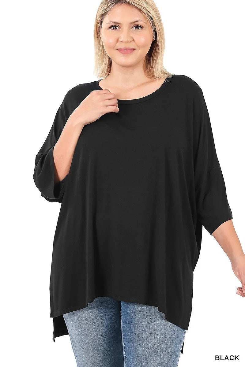 ZENANA PLUS LUXE RAYON DOLMAN HALF SLEEVE ROUND NECK TOP