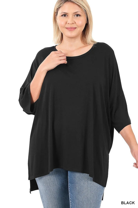 ZENANA PLUS LUXE RAYON DOLMAN HALF SLEEVE ROUND NECK TOP