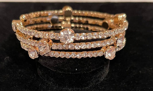 Gold And Rhinestone Coil Bracelet