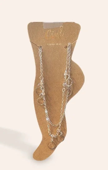 Silver Anklet w/Rhinestones and Hoops