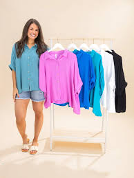 Zenana Gauze Collar Button Dolman Top