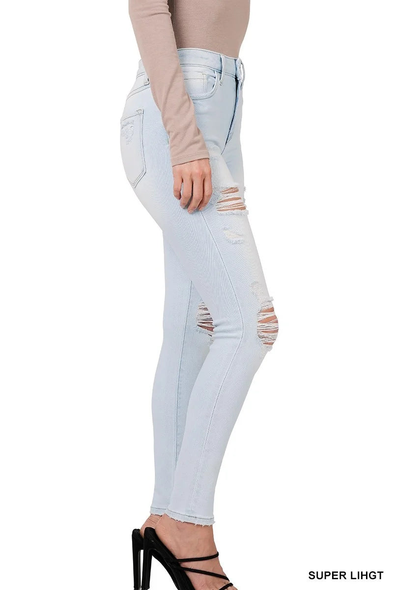 DISTRESSED SKINNY DENIM PANTS - ZJ1001