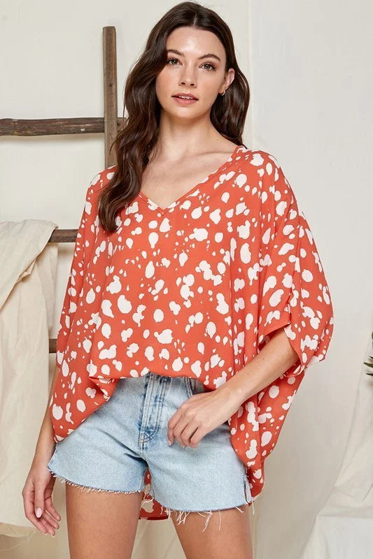 OVERSIZED WOVEN PRINT TOP
