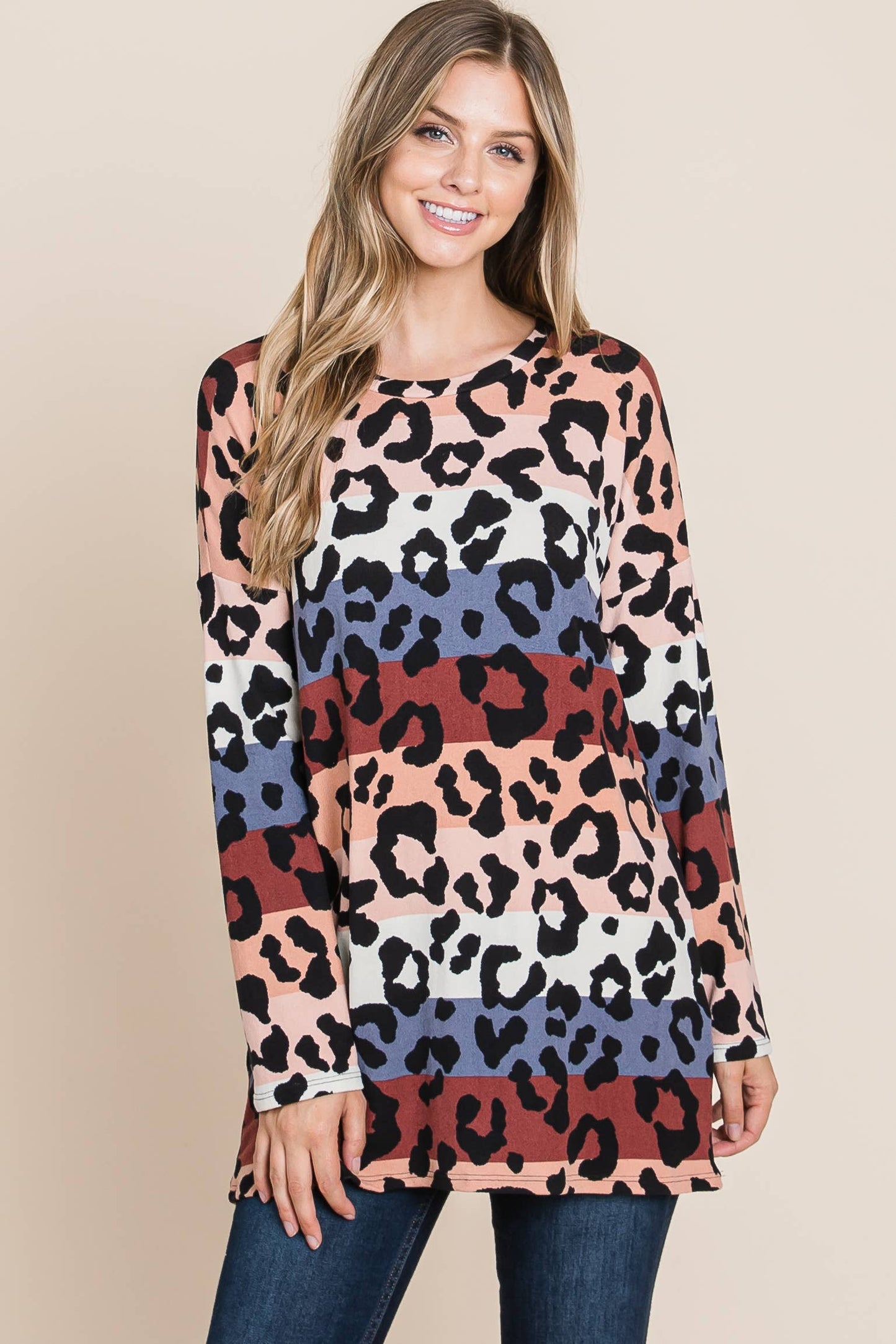 ANIMAL PRINT LONG SLEEVE TOP