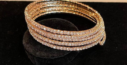 Gold Rhinestone Coil Bracelet