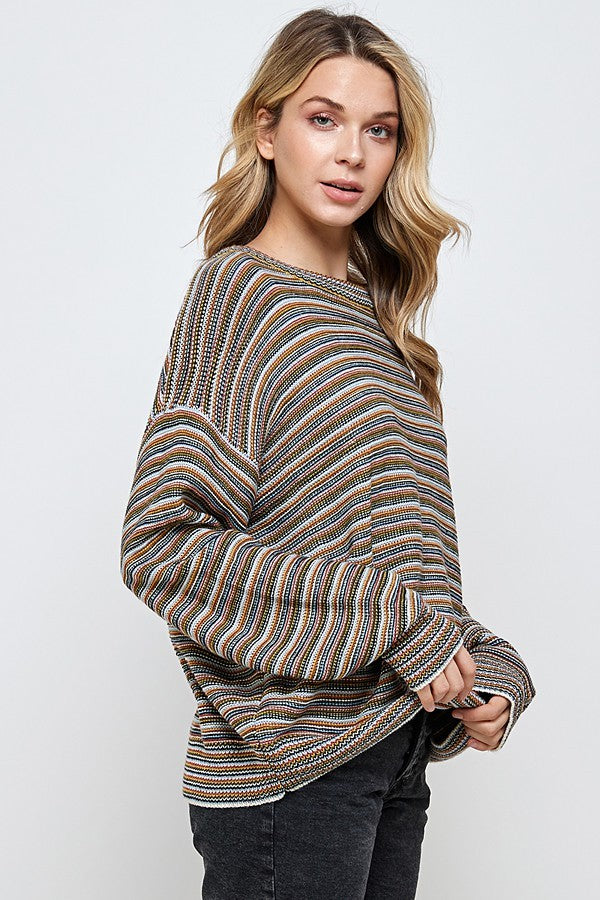 Multi Color Stripes Pullover Sweater