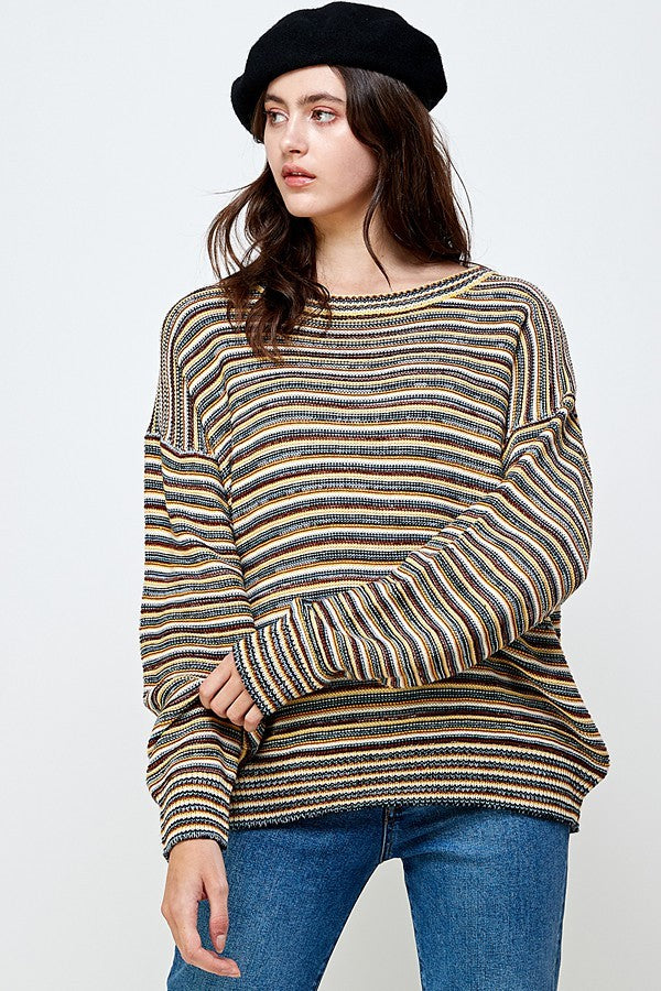 Multi Color Stripes Pullover Sweater
