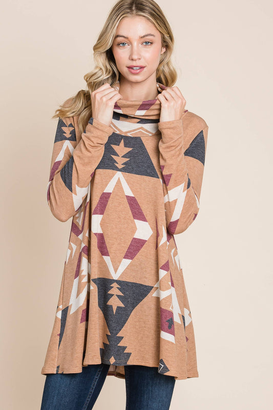 Aztec Cowl Neck Pull Over