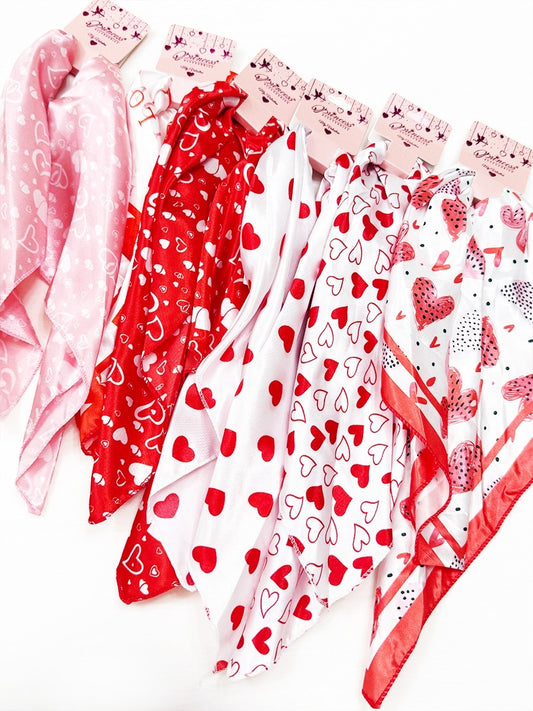 Heart Print Satin Scarf