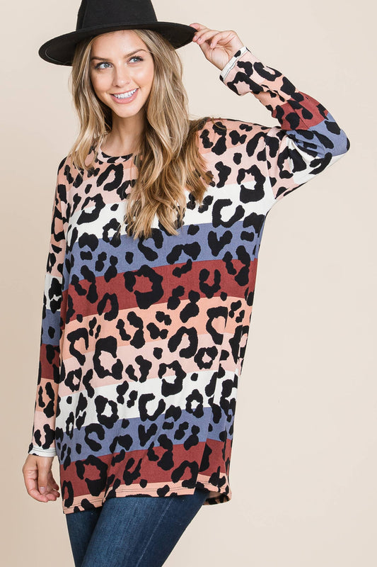 ANIMAL PRINT LONG SLEEVE TOP
