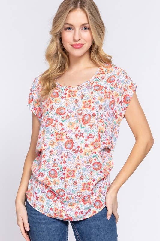 Short Dolman Sleeve Round Neck