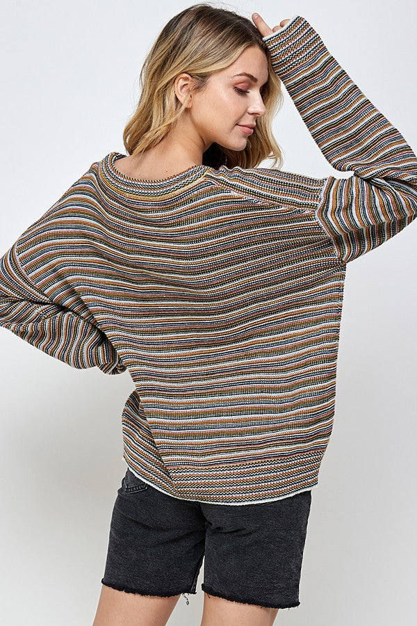 Multi Color Stripes Pullover Sweater