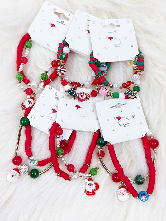 Clay Beads Christmas Bracelet Set