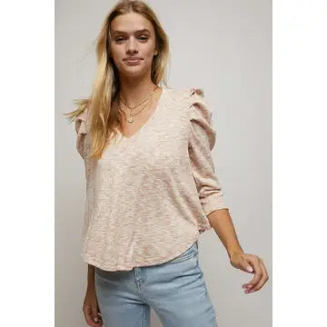 Tan Puff Sweater Top