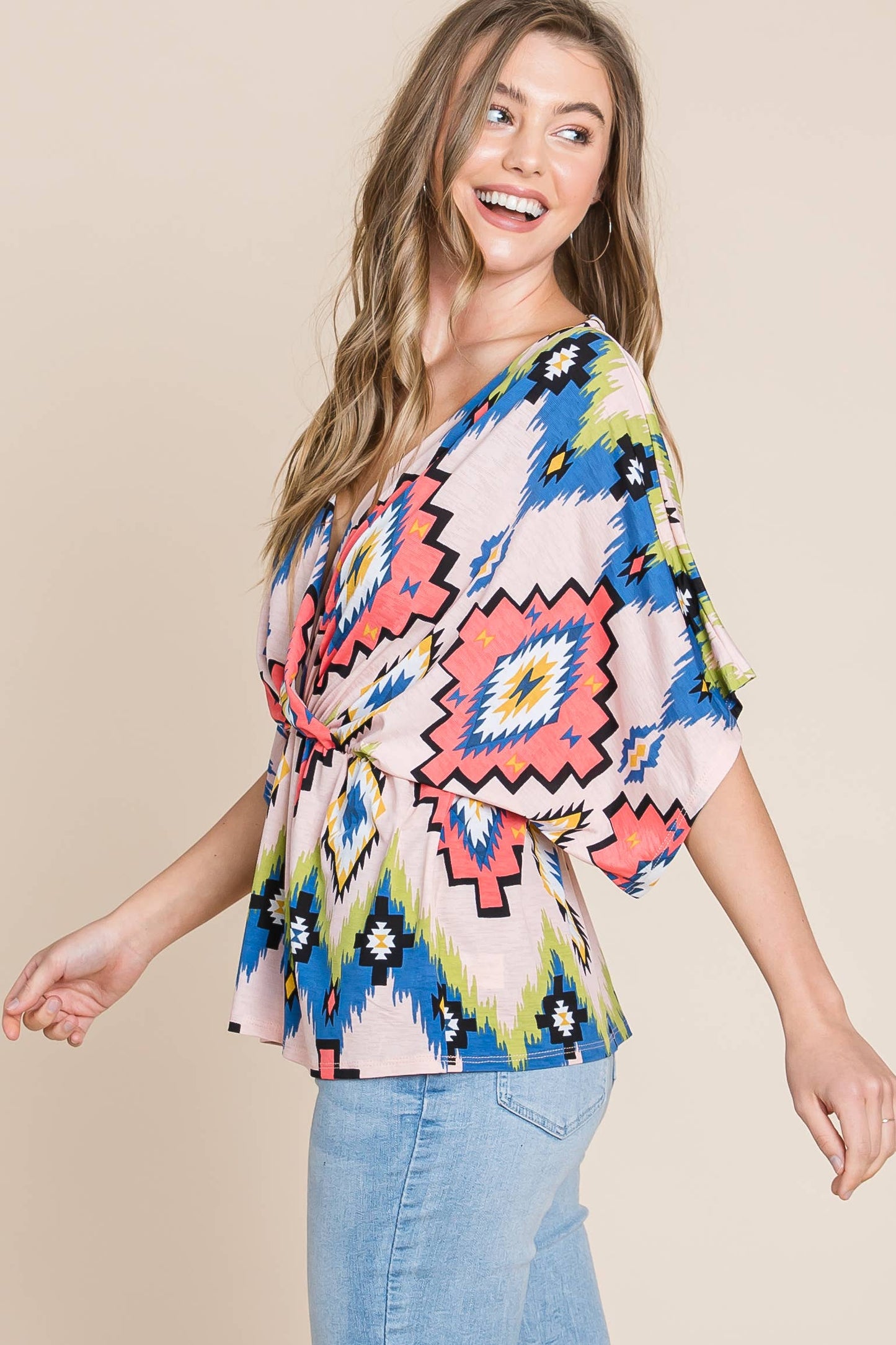 Tribal Multicolor Wrap Top