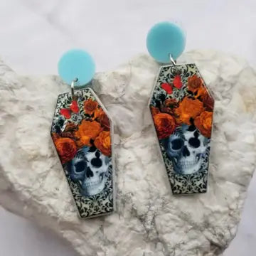 Cemetery Skull Earrings