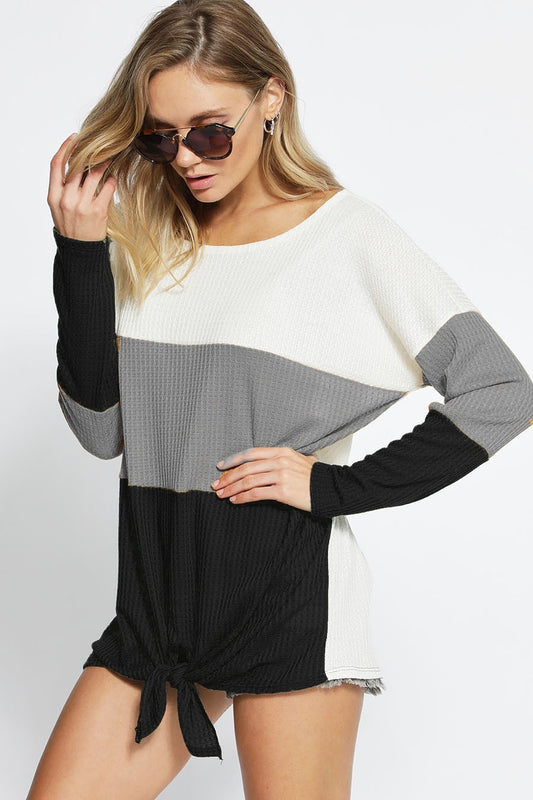 Color Block Waffle Top