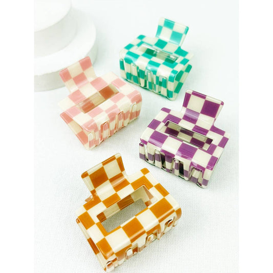 Colorful Checkered Medium Size Hair Claw
