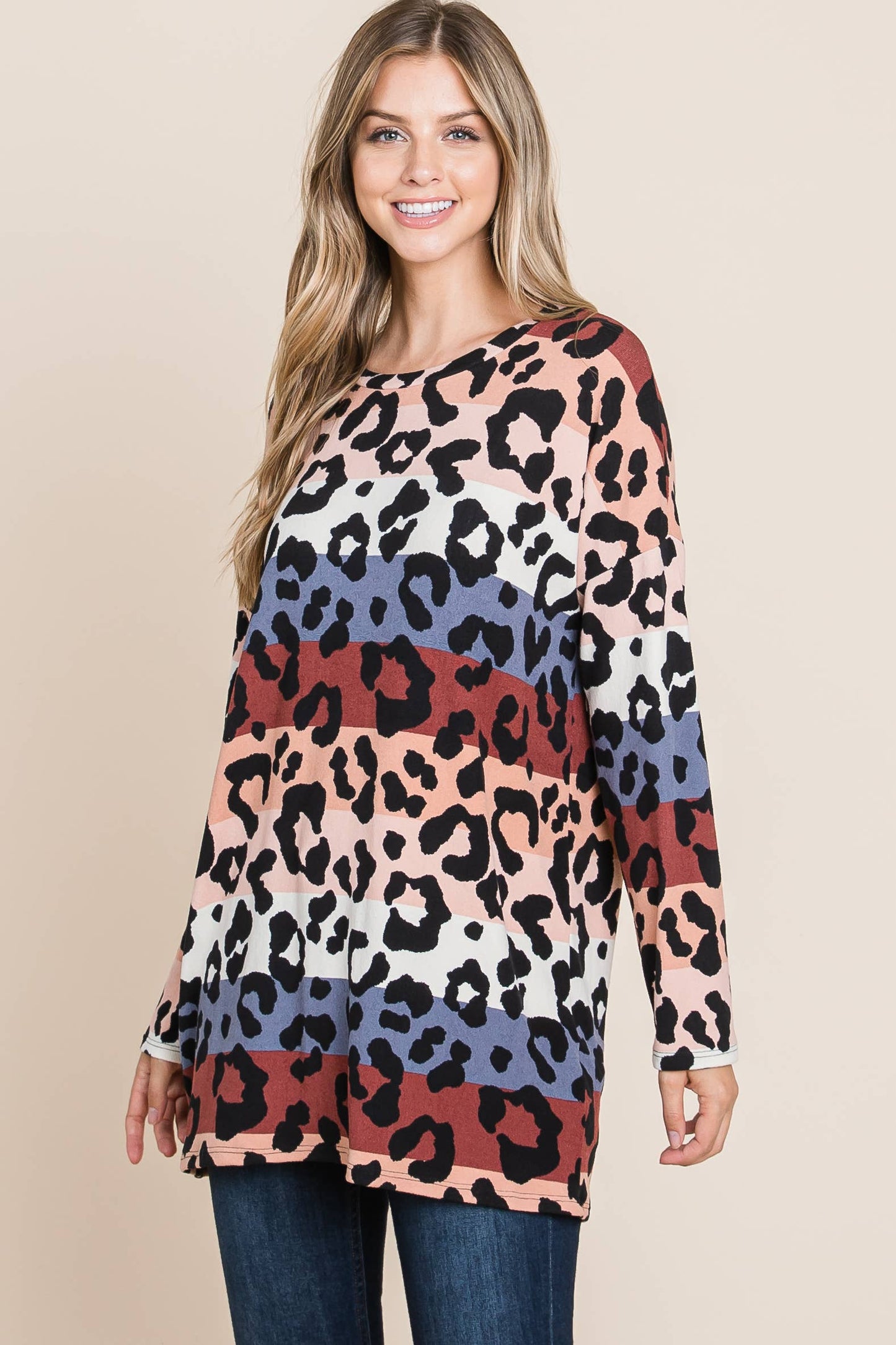 ANIMAL PRINT LONG SLEEVE TOP