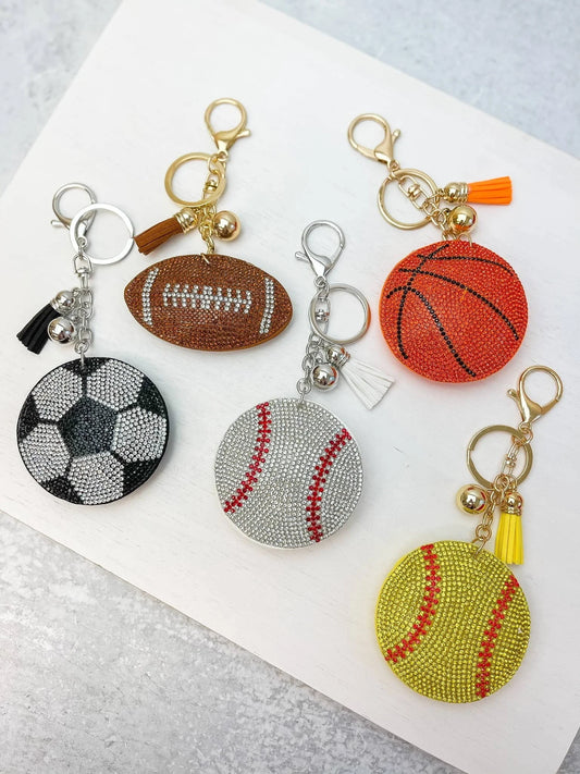 Glitzy Sports Ball Keychain