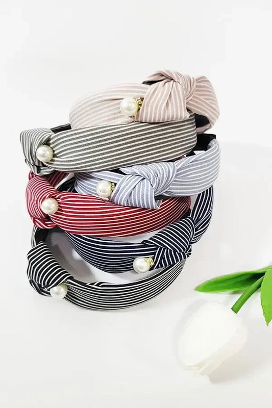 Center Knotted Pearl Accent Headband