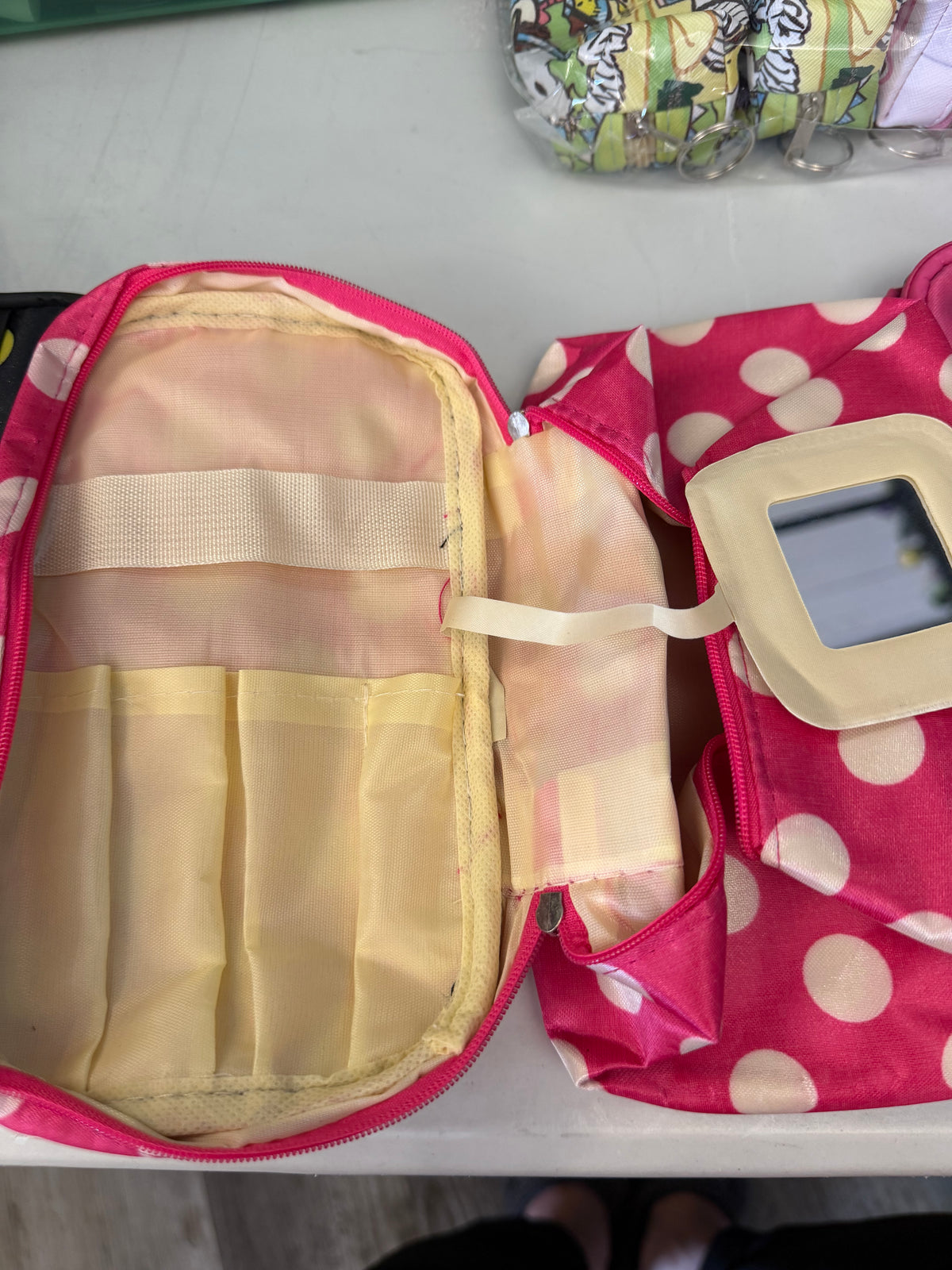 Makeup Bag with Brush Holder and Mirror