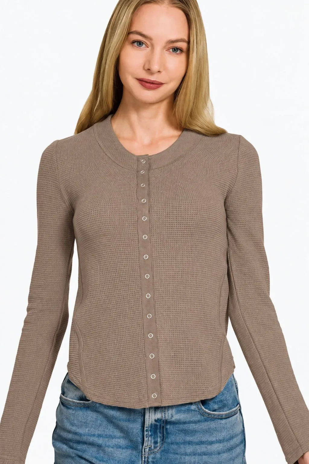 Zenana Button Up Waffle Top