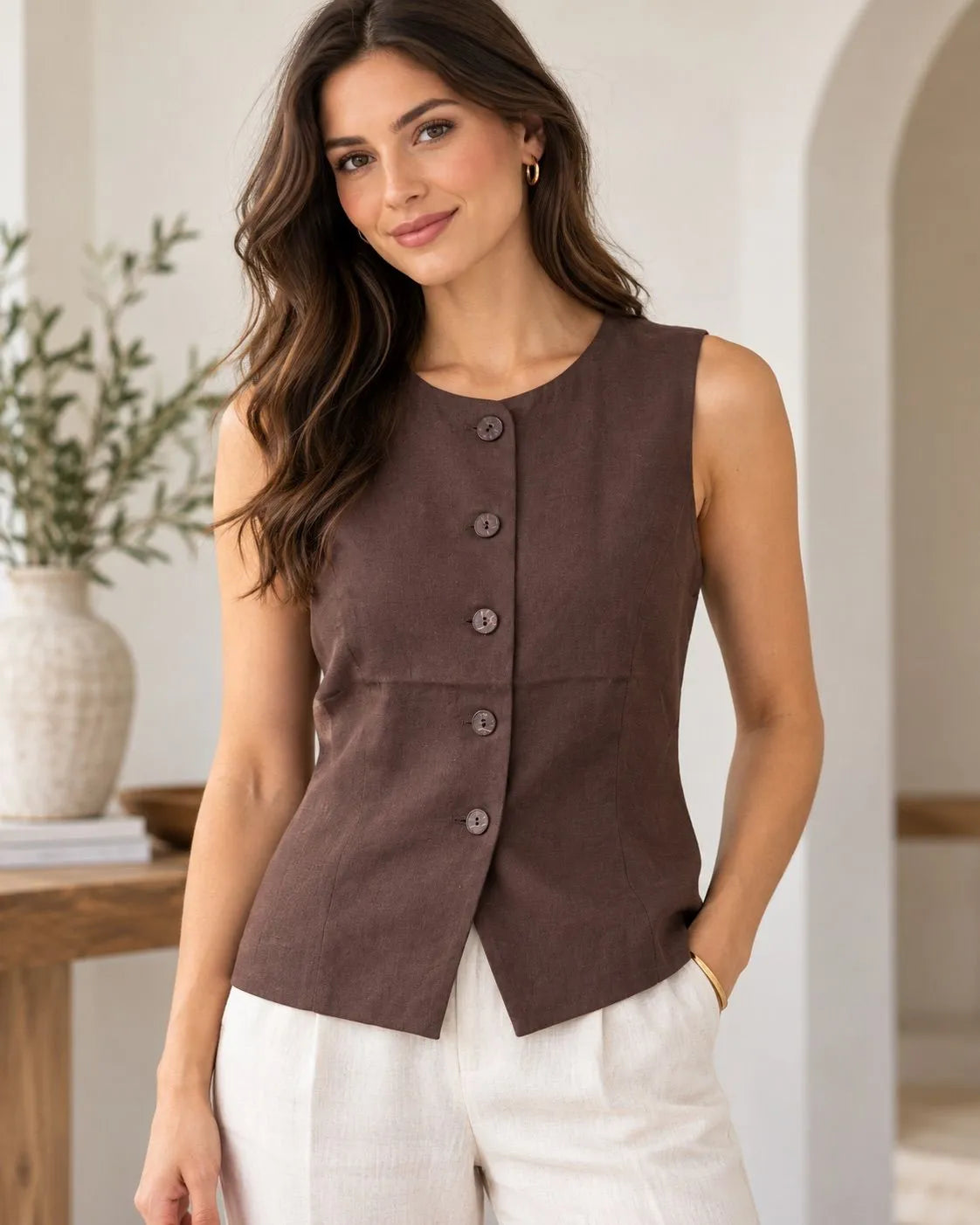 Zenana Linen Vest