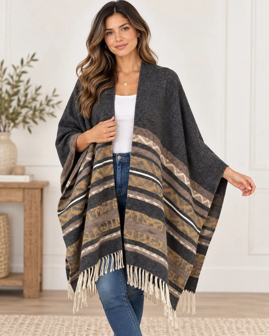 GREY Ruana Onesize Poncho