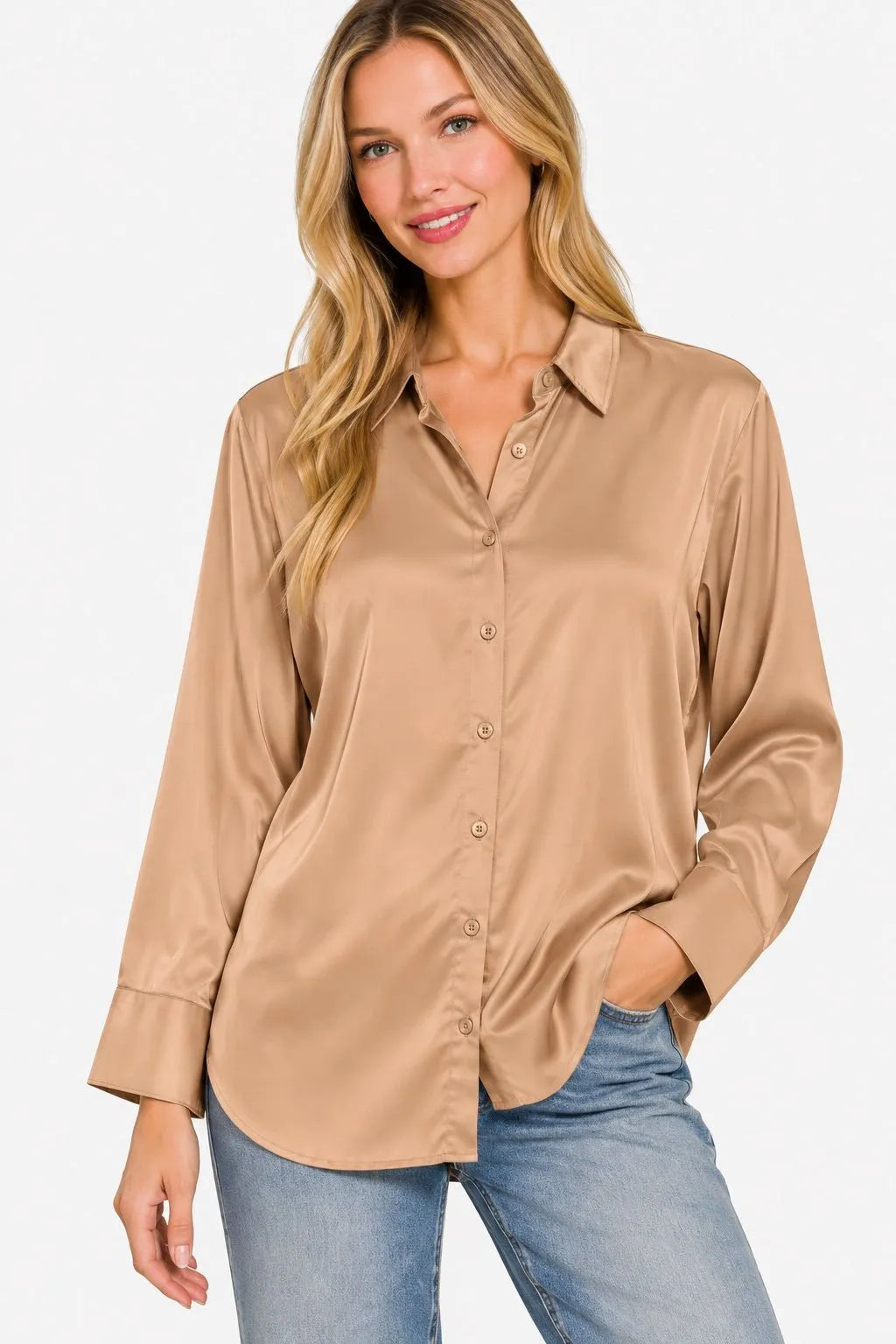 Zenana Button Down Top