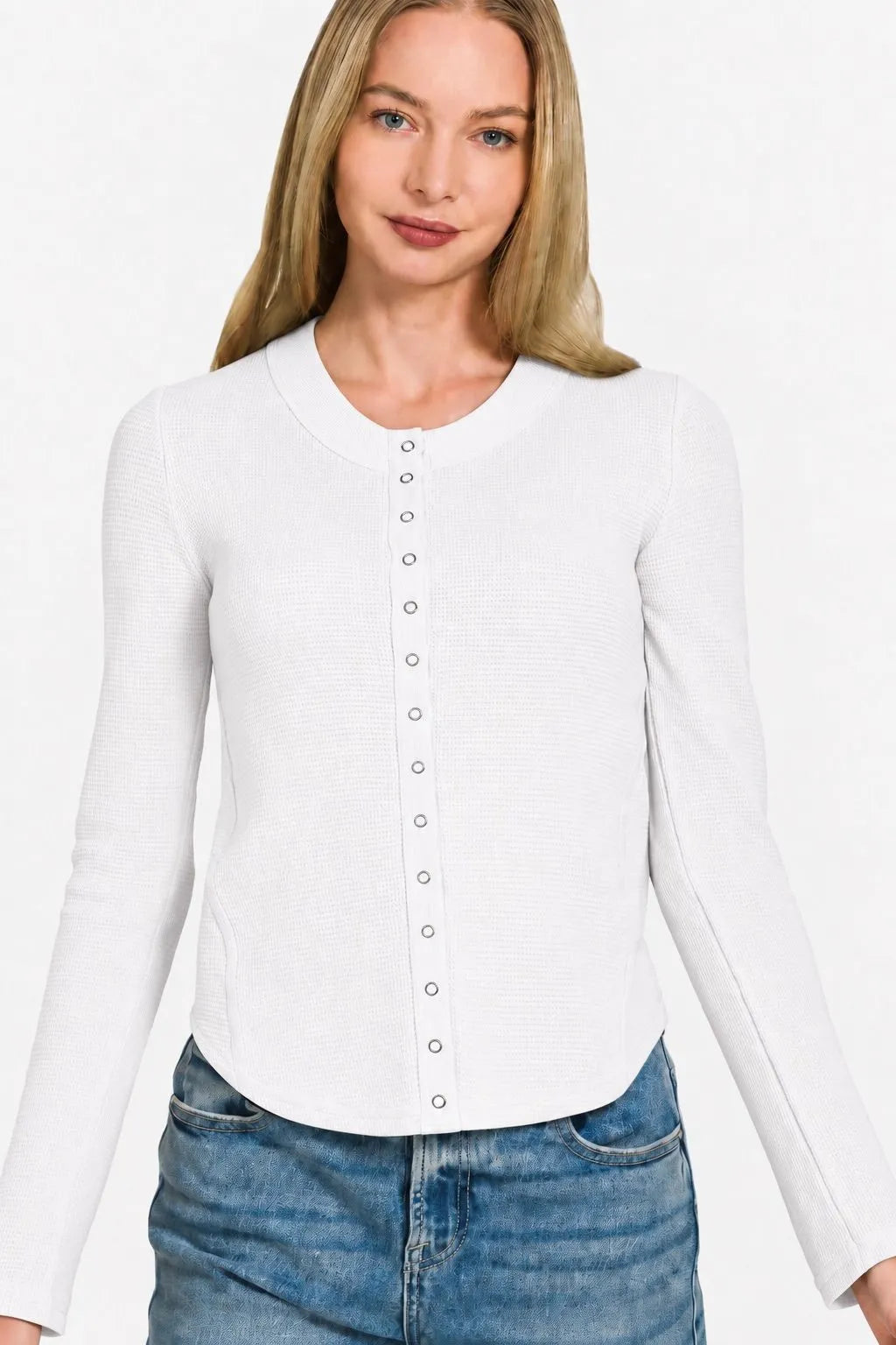 Zenana Button Up Waffle Top