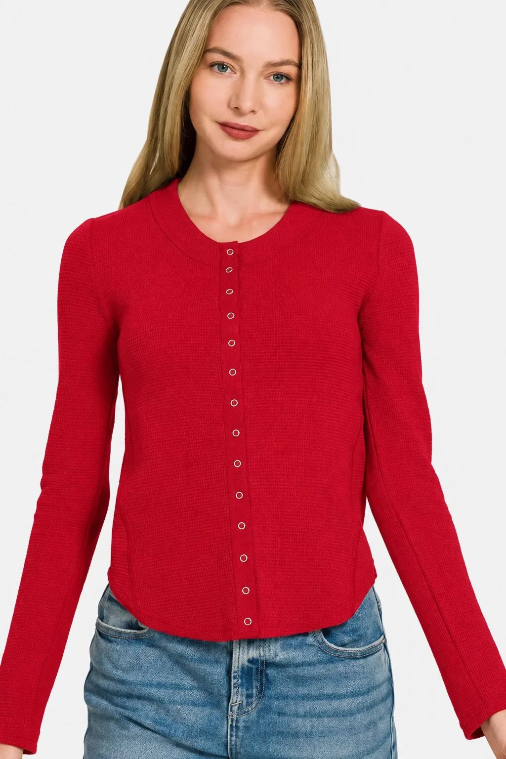 Zenana Button Up Waffle Top