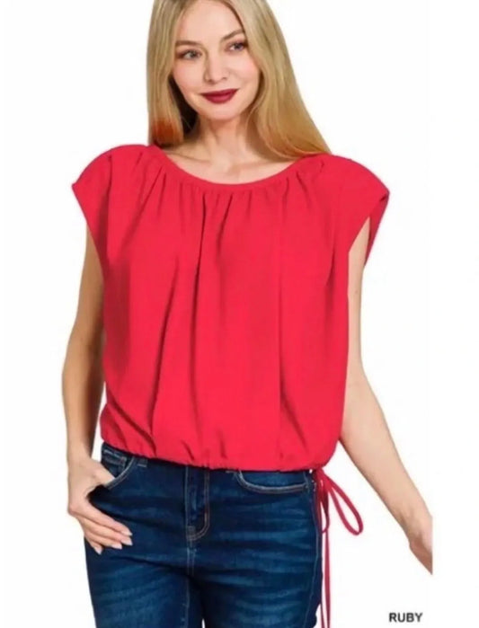 Zenana Polyester Pleated Top