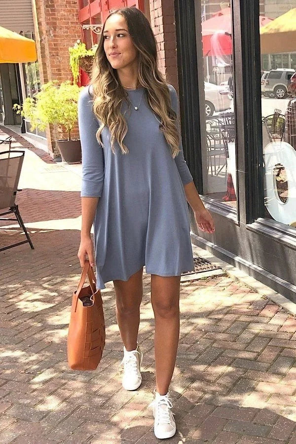 Zenana 3/4 Sleeve Flare Dress w/ Pockets