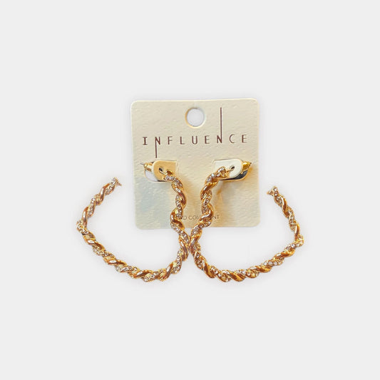 Heart and Rhinestone Hoop Earrings