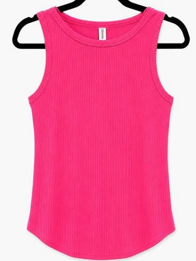 Zenana Pink Ribbed Tank