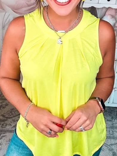 Dear Scarlett Yellow Pleated Tank
